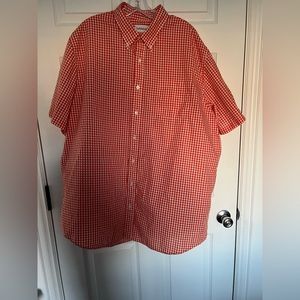 XLT Saddlebred short sleeve casual button down orange gingham men’s shirt.
